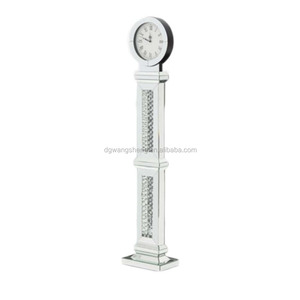 Villa Diamond Crystal <strong>Mirrored</strong> Standing <strong>Clock</strong> - Product Image 1