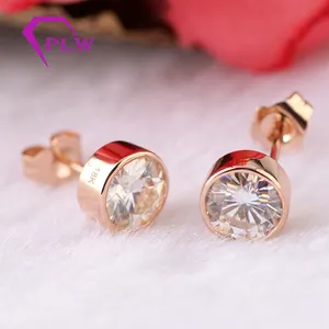 2carat round DEF color moissanite stones 2 grams 18k real rose gold beautiful designed earrings