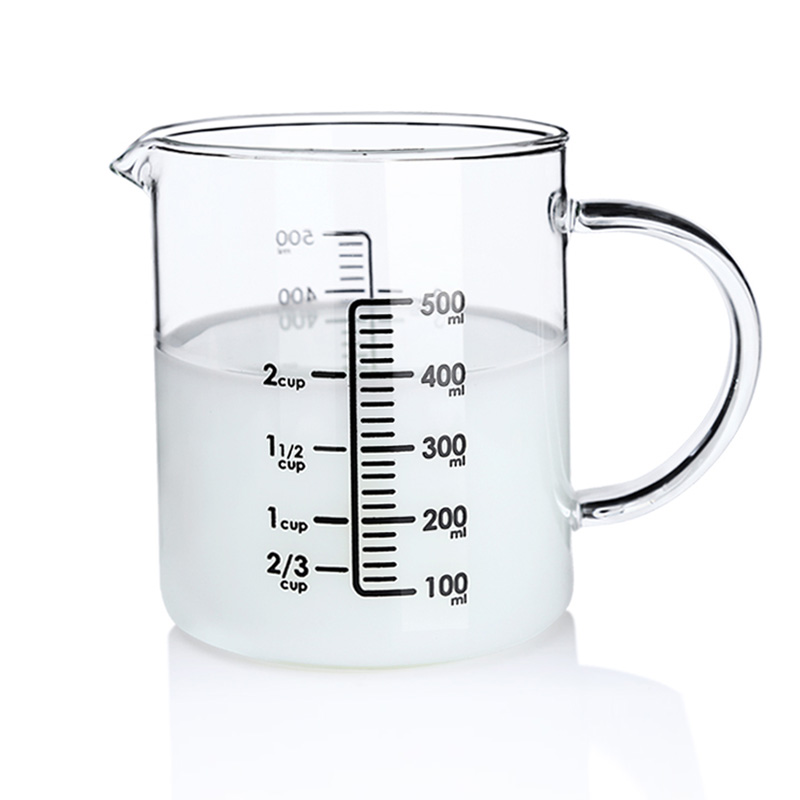 2 cups/500ml clear glass measuring cup with handle