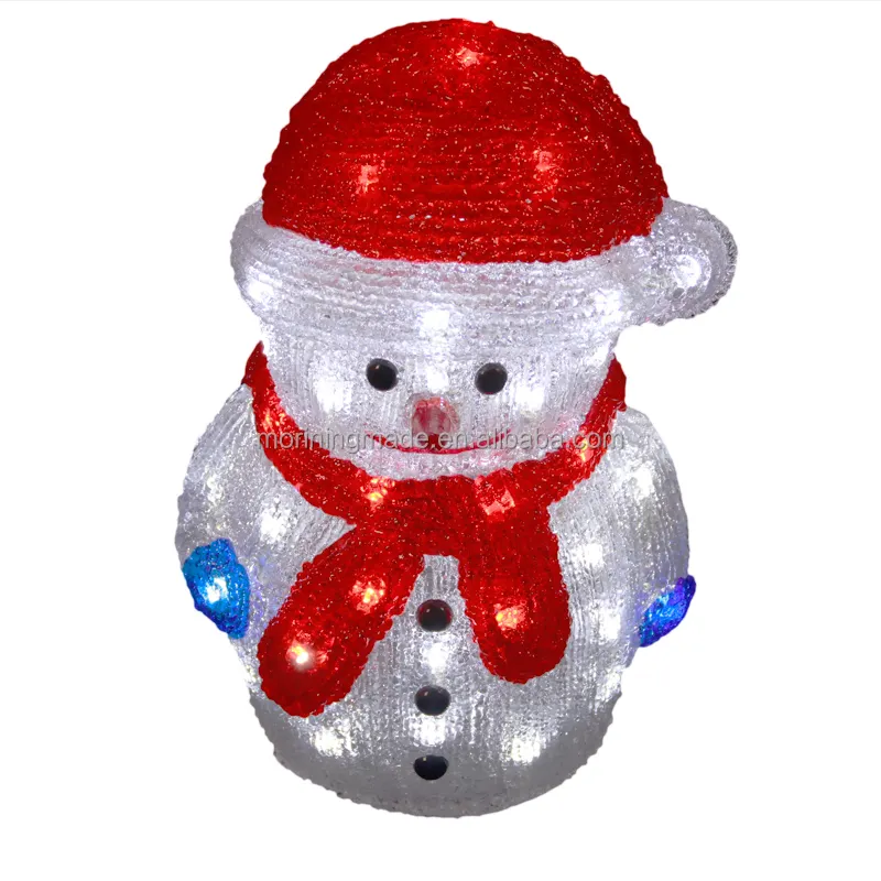 Light Up Christmas Outdoor White Snowman Acrylic figure Led Motif Lighting L32*W11*H40CM