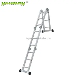 EN131 Aluminium Step Platform Ladder Portable Stairs AM0112A With Plastic Feet Roofing Ladder Hoist