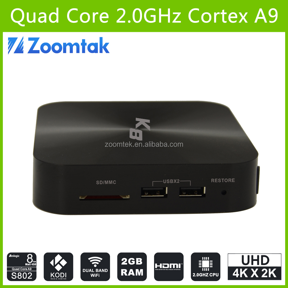Amlogic S802 4 k quad core KODI 15.1 tv caja androide con 2 G RAM 8 G Flash