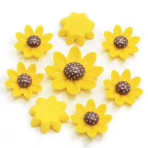 Cabujón de resina con reverso plano para manualidades, cabujón de girasol amarillo de 18MM y 26MM para decoraciones DIY, accesorios de joyería