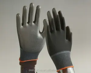 Pu enduit de sécurité en nylon gants de travail/palm fit gants fournisseurs