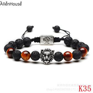 <span class=keywords><strong>Bracelet</strong></span> en pierre <span class=keywords><strong>de</strong></span> <span class=keywords><strong>lave</strong></span> volcanique mate tête <span class=keywords><strong>de</strong></span> lion en or antique <span class=keywords><strong>de</strong></span> marque célèbre, perles œil <span class=keywords><strong>de</strong></span> tigre pour femmes et hommes - Product Image 6