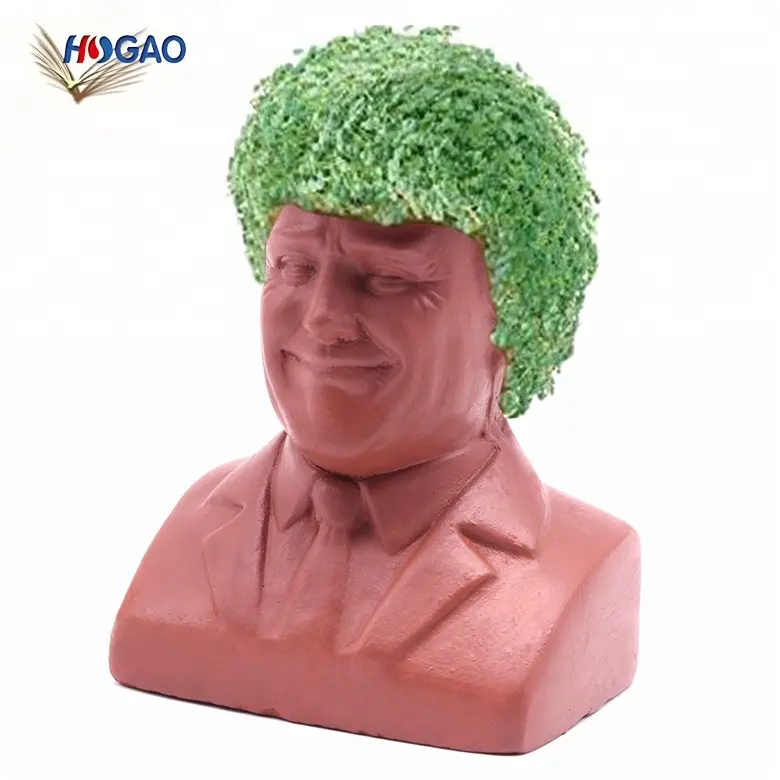 New product ideas 2023 exclusive existing home garden modern decorative funny red pottery head planter Donald chia pets