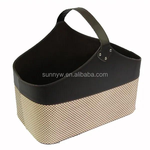 customized pu leather basket household storage basket for sundries