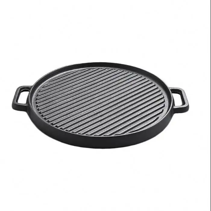 Large Griddle Pan Double-sided Grill Plate Steak Pan Pre-seasoned Round Cast Iron Country Restaurants Caterers & Canteens 30cm