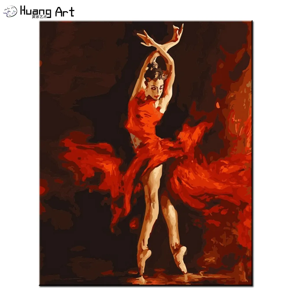 ภาพวาดนักเต้นชาวสเปนโดยตัวเลขของขวัญศิลปะ DIY ภาพวาดดิจิตอล DIY คุณภาพสูง