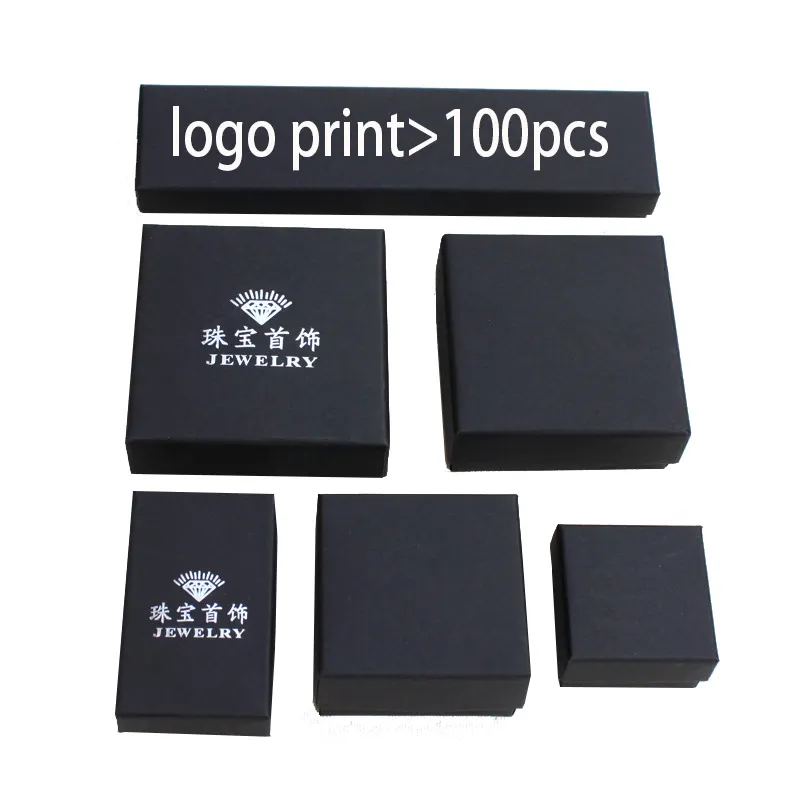 Individuelles logo verpackung karton papier schwarz schmuck boxen