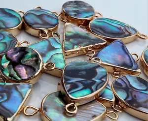 natural paula shell abalone shell charms with golden frame golden wire wrapped abalone shell charms jewelry accessories