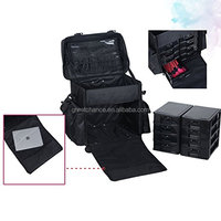 Malette de maquillage à roulettes 2 en 1, valise avec roulettes, sacs noirs en Nylon pour artistes du maquillage professionnel