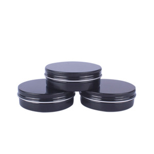 Wholesale decorative empty mini rounnd with lid aluminum packaging cosmetic <strong>chocolate</strong> cookie tea black metal candle <strong>tins</strong> - Product Image 5
