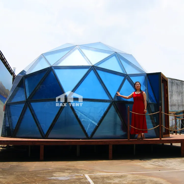 Blu di vetro tenda a cupola con vetro temperato 100% impermeabile e insonorizzate per il campo e evento a prezzo di fabbrica