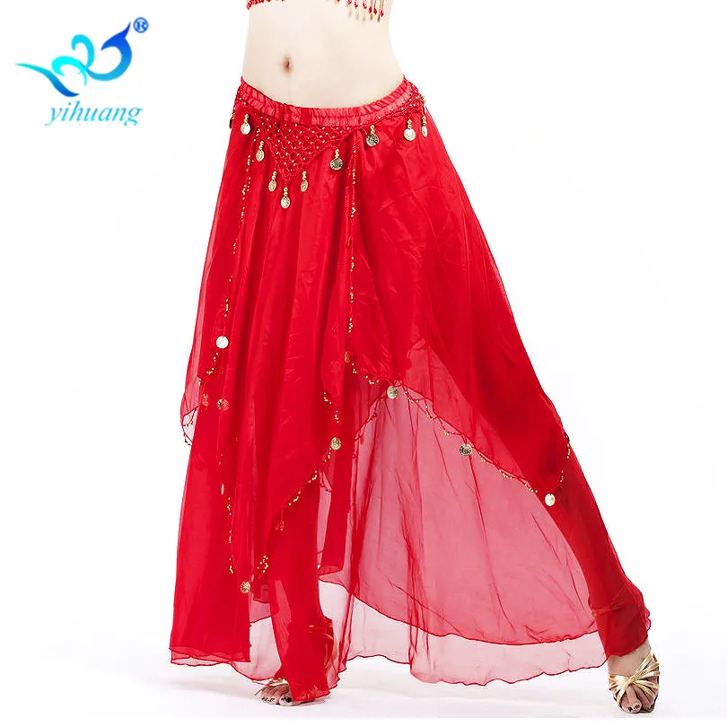 Red 25 Color TMS Spiral Skirt Belly Dance 3 layer Full Circle Gypsy Club 