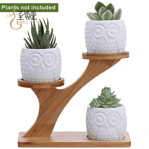 Gros bambou 3 niveau en bois <span class=keywords><strong>massif</strong></span> pot de fleur stand plateau support de support - Product Image 4