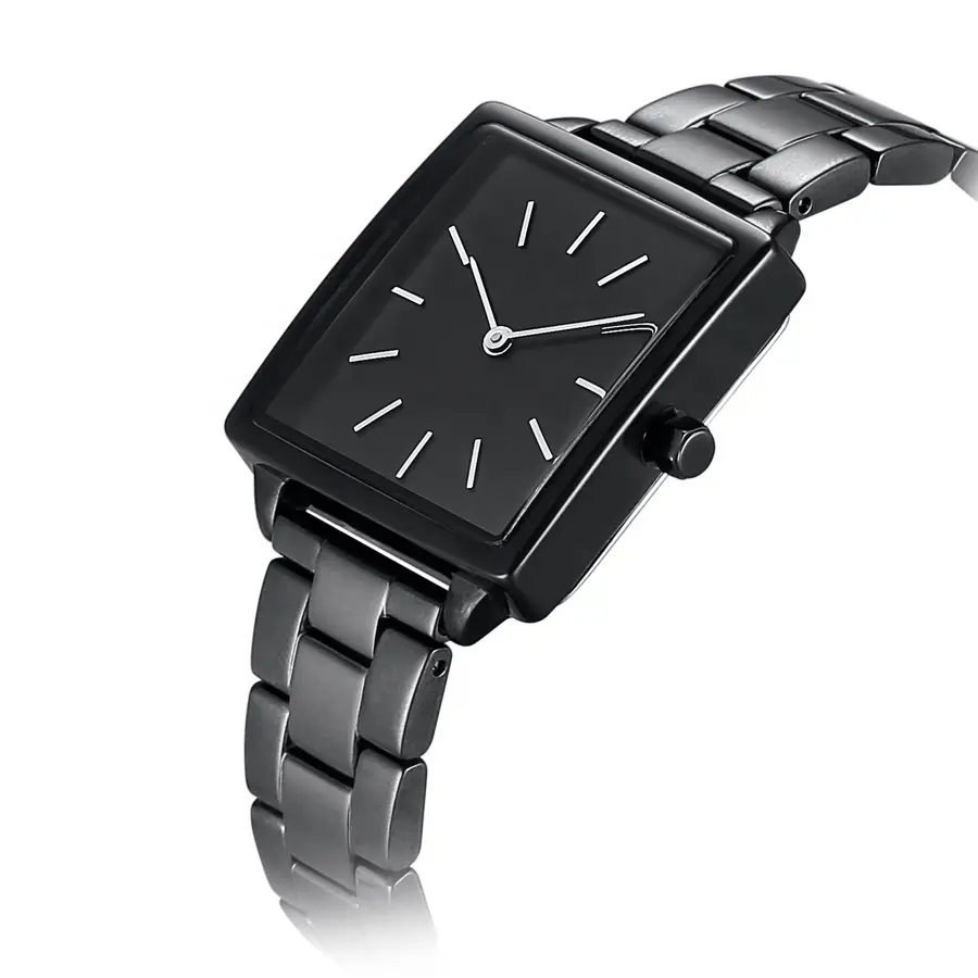 Full black stainless steel square shape watch luxury for business men