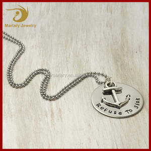 Personnalisé Chaîne de Boule En Acier Inoxydable Collier Chrétiens Sécurité Symbole Gravé Logo Ship Anchor Pendentif - Product Image 1