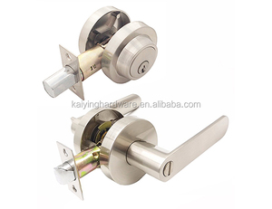 US15 Satin Nickel Xi Lanh Duy Nhất Chốt Cửa Kết Hợp Thiết Lập Sóng Phong Cách Đòn Bẩy Cửa Phía Trước Núm Nhập Leverset Lockset Key Mở Khóa - Product Image 1