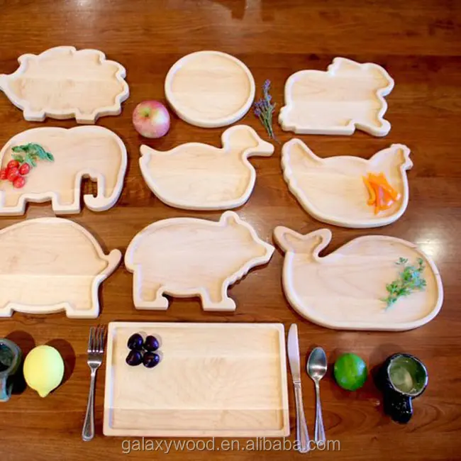 उच्च गुणवत्ता प्राचीन कस्टम बच्चों के लिए पशु आकृति लकड़ी खाना परोसने ट्रे