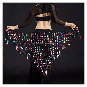 BestDance महिला फ्रिंज सेक्विन बेली नृत्य बेल्ट भारतीय नृत्य हिप दुपट्टा स्कर्ट वेशभूषा
