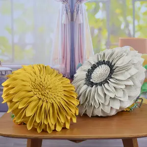 Độc Đáo Và Phong Cách Cushion Covers Trang Trí, Handmade 3D Hoa Hướng Dương Bông Len Đệm Bao Gồm Trang Trí