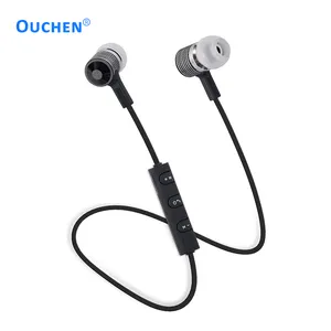 Metal stereo deep bass good sound flat cable BT 4.2 wireless earphone