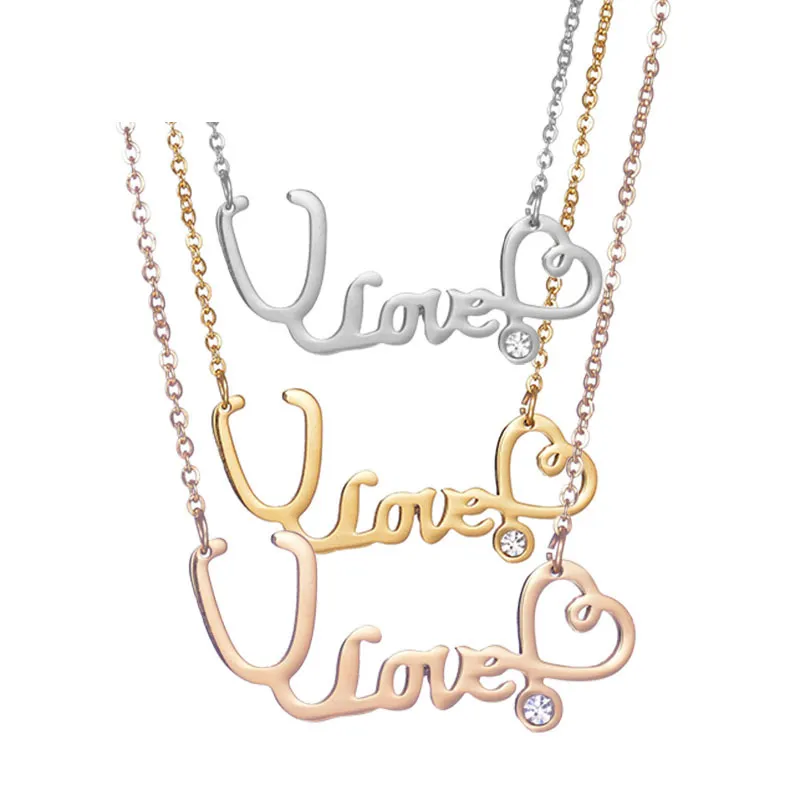 Wholesale Fashion Jewelry Infinity Love Echoscope Pendant Necklace Doctor Nurse Charm Necklace Eternal Love Jewelry