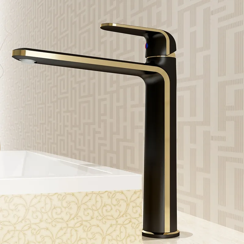 Kaiping factory luxury design bathroom black brass basin tap