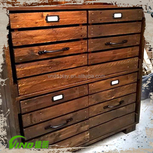 Estante de madera rústico, armario de ropa de muebles con cajones, soporte de niveles de paleta Vintage, exhibición de estantería portátil hecha a mano - Product Image 3