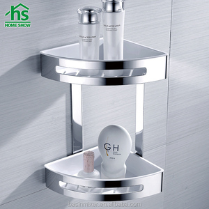 Esquina baño <span class=keywords><strong>blanco</strong></span> 2 Nivel de acero inoxidable baño cesta estante - Product Image 3