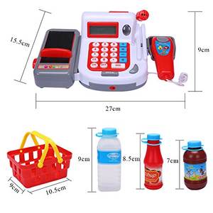 להעמיד פנים חינוכי רב תפקודי לשחק צעצוע אלקטרוני צעצוע עם מיקרופון, סל קניות, מצרכים (דלוקס) - Product Image 2