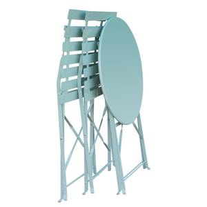 Slatted 3 Piece आउटडोर Patio फर्नीचर सेट बिस्ट्रो सेट स्टील सुरक्षित ताला के साथ तह मेज और कुर्सी सेट - Product Image 5