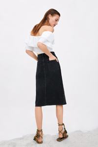 Denim <span class=keywords><strong>gonna</strong></span> midi classico nero fantasia casuale delle donne <span class=keywords><strong>gonna</strong></span> <span class=keywords><strong>con</strong></span> <span class=keywords><strong>spacco</strong></span> - Product Image 5