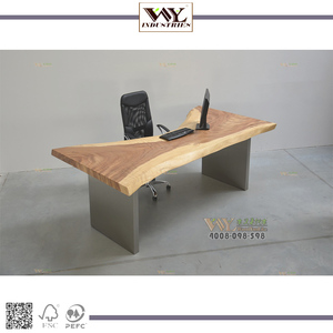 <strong>Walnut</strong> Slab Office Table, Industrial Office <strong>Desk</strong> - Product Image 3