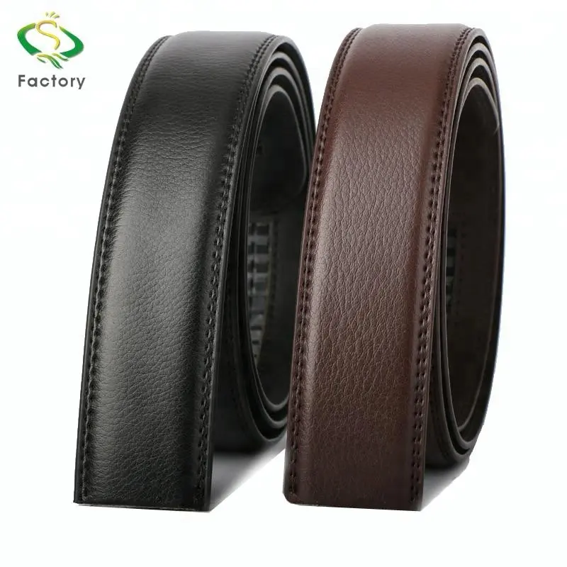 Bande de ceinture en cuir pour homme, logo personnalisé, à la mode, sans boucle, vente en gros