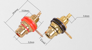 Enchufe de terminal de <span class=keywords><strong>chasis</strong></span> de panel <span class=keywords><strong>hembra</strong></span> <span class=keywords><strong>RCA</strong></span> de cobre chapado en oro - Product Image 2