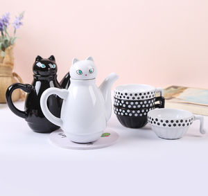 Théière en céramique noire mignonne en forme de chat, théière <span class=keywords><strong>Kyusu</strong></span> japonaise, taille et forme personnalisables - Product Image 2