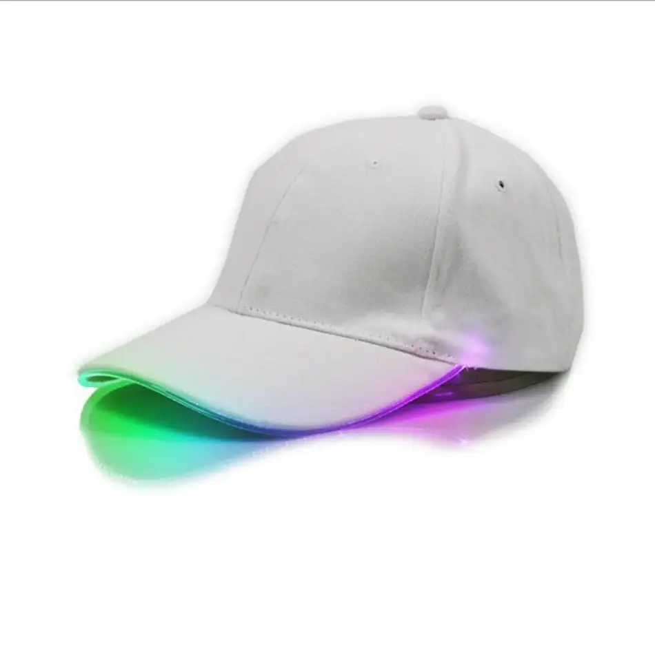 Gorras de béisbol de algodón con luz LED brillante, gorras de béisbol con luz LED brillante en color blanco y negro, ajustables, con cierre trasero, luminosas para fiesta, novedad