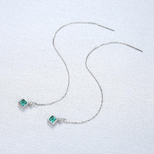 CZCITY Square Shaped <strong>Emerald</strong> Stone <strong>Earring</strong> Sterling Silver 925 Threader Dangle <strong>Drop</strong> <strong>Earrings</strong> Chandelier <strong>Earrings</strong> for Women - Product Image 6