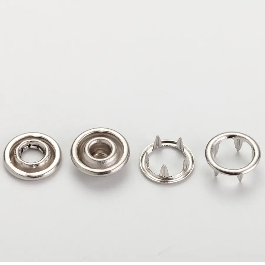 Fashion design custom logo prong ring snap fastener button for children coat