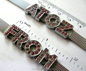 Bán Sỉ Trang Sức Hợp Kim Thời Trang 8Mm Pha Lê Chữ Cái Nhiều Màu Sắc Phụ Kiện Hạt Charm Trượt - Product Image 6