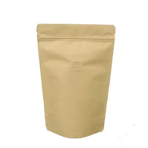 Ecologische plastic stand up pouch bruin kraftpapier lege moringa thee verpakking zakken met rits