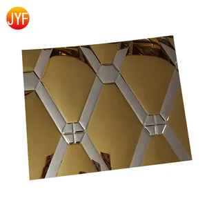Z z072308 folha de aço inoxidável revestida, com relevo 304 cores, espelho dourado, para teto