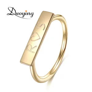 Son altın parmak tasarımları takı kadınlar zarif metal basit altın yüzük tasarımları özel isim halkası