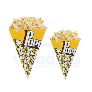 Conteneur jetable de cône à popcorn, papier Kraft, 50 pièces