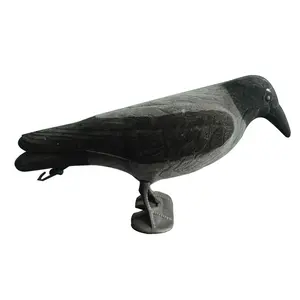 Special design grey black ful body flocked plastic raven flambeau crow decoy garden decoration crow