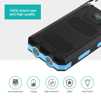 Batterie Externe Solaire 20000mAh Étanche Puissante avec Lumière LED