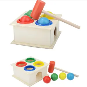 Montessori Toys Colorful Hammering Wooden Ball Hammer Box Geometric Blocks