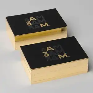 700gsm foiled golden edge name cards anzub503 black cardboard custom business cards printing with